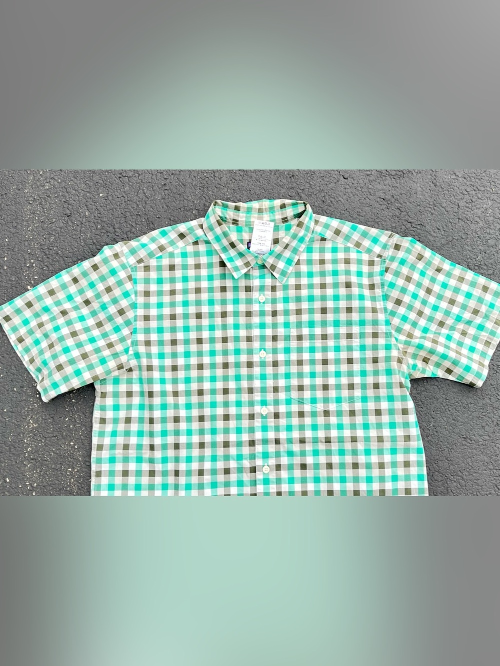 Patagonia Mens Plaid Green Organic Cotton Button Front Short Sleeve Shirt Medium